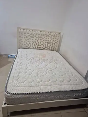 Beautiful White Bed Frame with Mattress for Sale