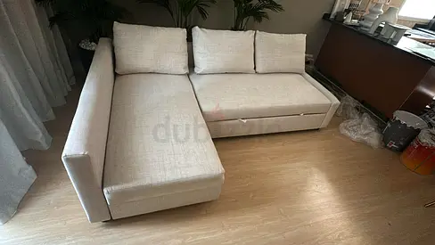 Ikea L Shape Sofa Bed with Storage beige
