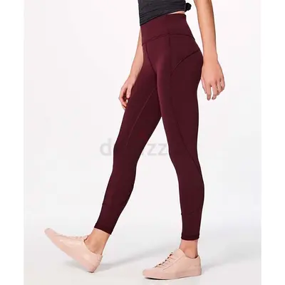 Comfortable LULULEMON Burgundy Active Leggings for Sale