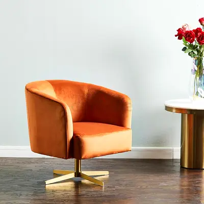 Berkeley velvet swivel armchair