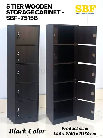 5 Tier Wooden Storage Cabinet - Perfect for Organizing Your Space