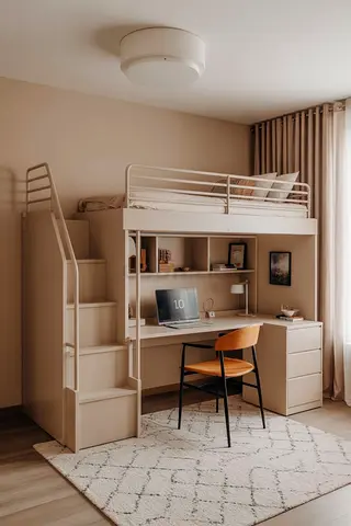 Stylish Loft Bed with Workspace and Storage