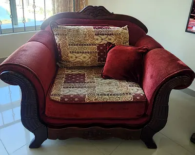 Elegant Red and Gold Sofa Chair