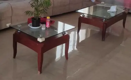 Elegant Wooden 2 Coffee Tables with Glass Top- one big size n one small size