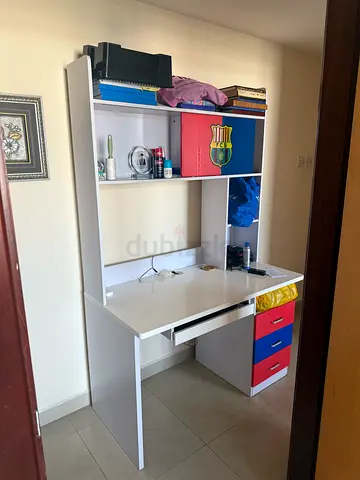 Stylish White Study Table with Built-in Storage