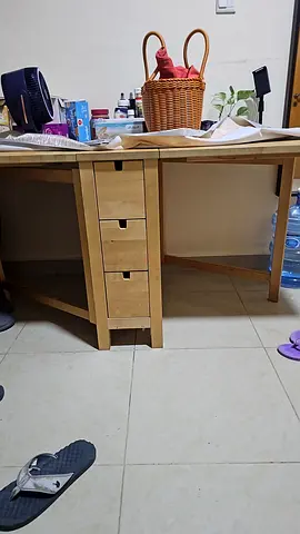 Sturdy Wooden Study Table with Drawers