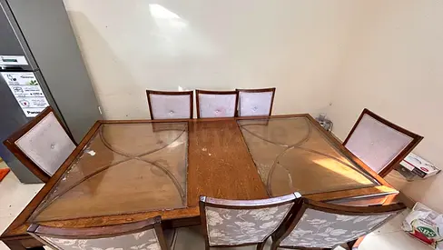 Sturdy Wooden Dining Table with 8 Stylish strong wooden Chairs