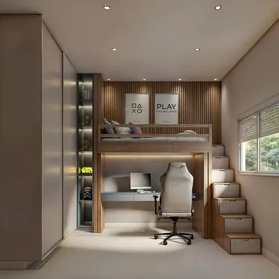 Stylish Kids Loft Bed with Study Area