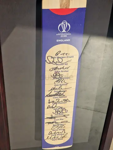 Signed Cricket Bat with World Cup Autographs