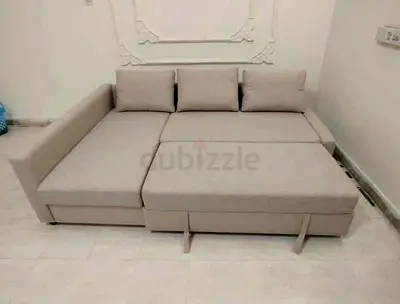 IKEA L Shape Sofa cum bed with big storage and you can fix the storage left or right anyside you wan