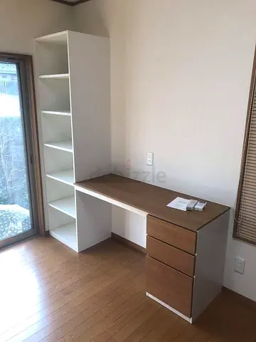 Modern Home Office Study Desk with Shelves