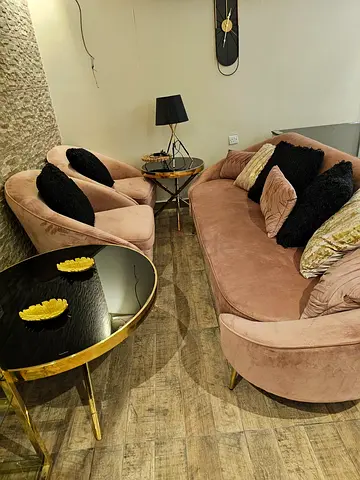 Elegant Velvet Sofa Set with Accent Chairs