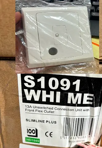 MK Brand New Slimline Plus 13A Connection Unit with Front Flex Outlet