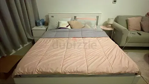 Comfortable Modern Bed with Stylish Bedding from IKEA