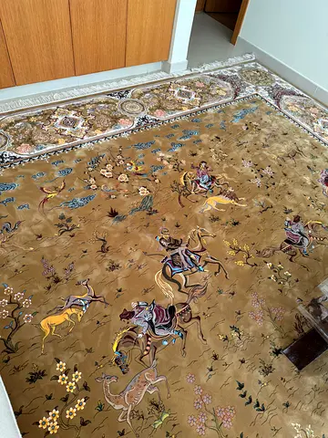 Persian Wool Rug 5m × 4m – Brown Hunting-Ground Traditional Design (URGENT SELL)