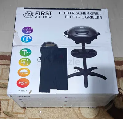 TZS First Austria 2-in-1 Electric Grill 2400W – Table  Standing BBQ Grill with Lid | New | Ajman