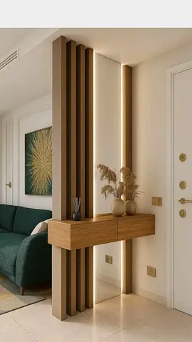 Elegant Wooden Console Table with Ambient Lighting