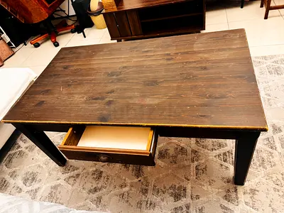 Solid Wood Coffee Table with Drawer