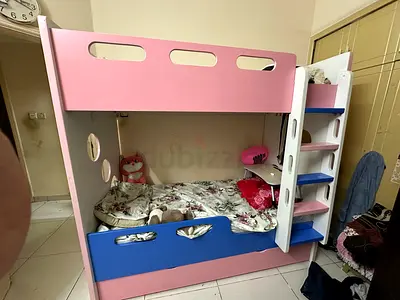 Colorful Bunk Bed with Slide for Kids with 2 x  new mattresses