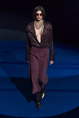 Zara Aubergine Satin Midi Skirt