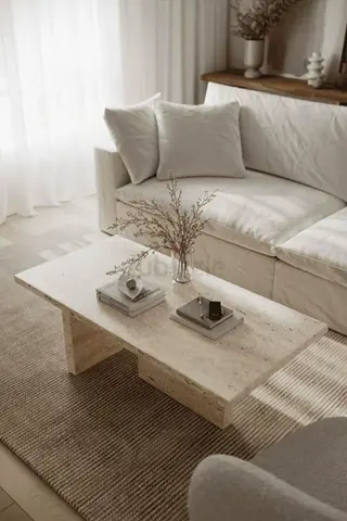 Minimalist Natural Travertine Marble Coffee Table