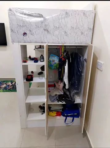 2 Charming Loft Beds with Built-In Desk  Storage – Beds Are Open, No Need to Disassemble