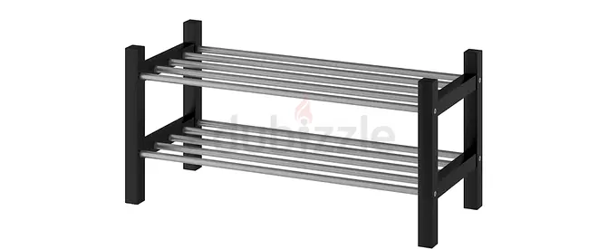 Black Shoe Rack with 2 Shelves