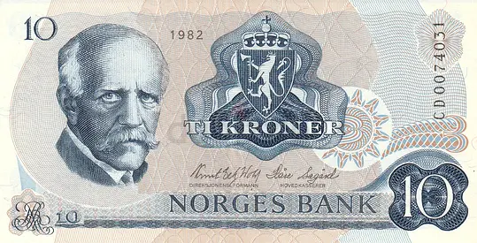 NORWAY 10 KRONER BANKNOTE 1983
