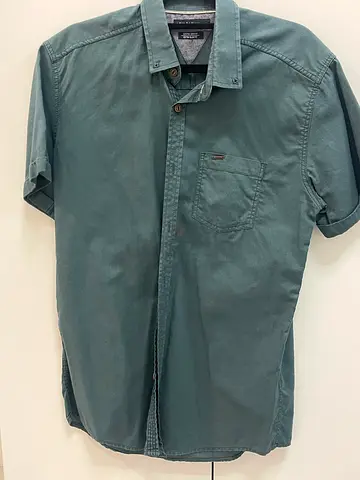 Half sleeves men green shirt