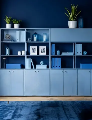 Elegant Blue Home Office  wall storage Cabinet Contemporary Design