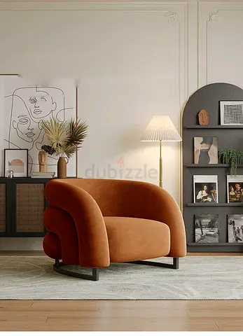 Stylish Modern Accent Chair in Warm Tan