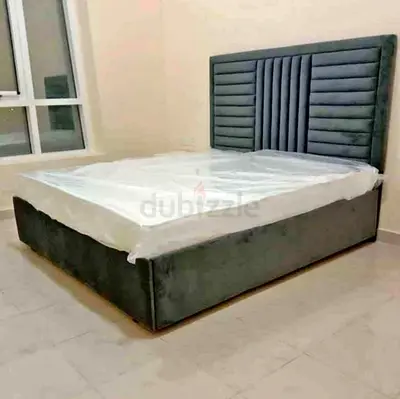 Super King Size Comfortable Grey Bed with Modern Headboard