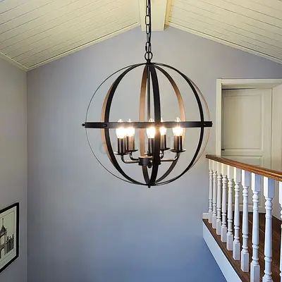 DLT Metal Pendant Light, 5 Pendant Lights, Adjustable Hanging Ceiling Chandelier for Kitchen, Dining