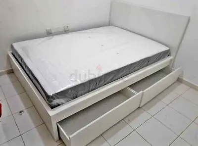 IKEA Malam king size 180×200cm bed frame with IKEA mattress and 2 big storage drawers underneath is