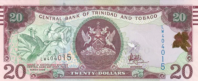 TRINIDAD  TOBAGO 20 DOLLARS BANKNOTE 2006