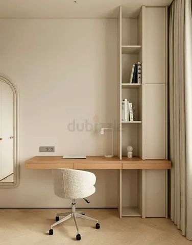 Minimalist Study Desk with Storage Shelving