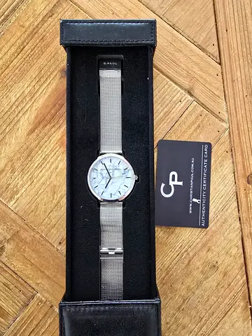 SILVER AND MARBLE WATCH