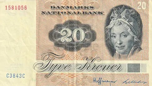 DENMARK 20 KRONER BANKNOTE 1980