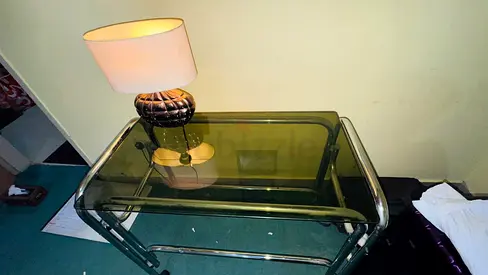 Sleek Modern Glass Table with Lamp