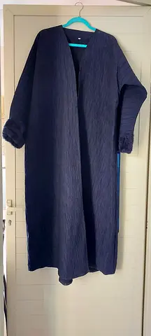 Navy Abaya coat with fur cuffs