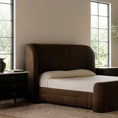 Luxury king size velvet fabric bed frame with storage drawers customization available