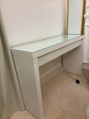 Stylish Minimalist Glass-Top Desk