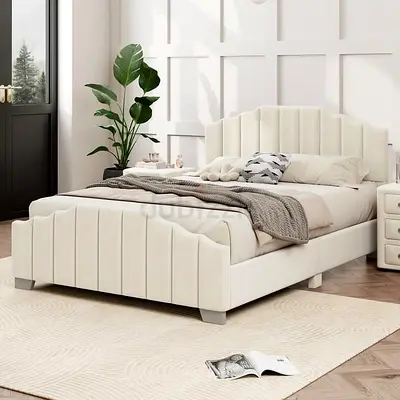 Velvet Queen size  Upholstered Platform Bed Frame