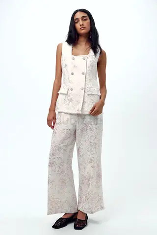 Zara Metallic Effect Waistcoat  Trousers Set