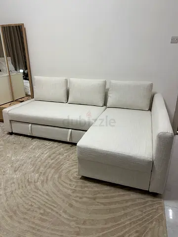 IKEA friheten L shape sofa bed with storage cream color