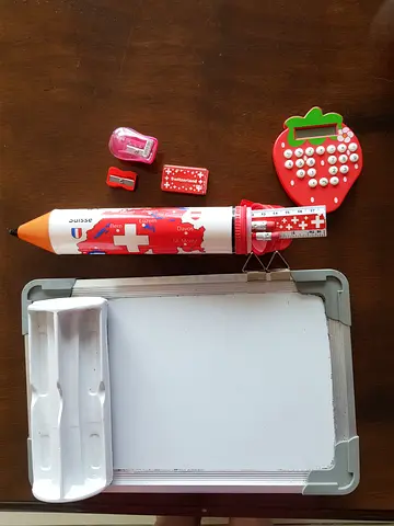 Slate, Duster, Pencil Box, Calculator