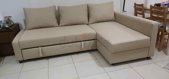 Comfortable Beige L-Shaped Sofa with Storage