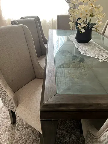Elegant Glass Top Dining Table with Chairs