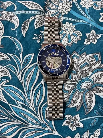 Maserati Sfida Stainless Steel Skeleton Blue Sunray Dial Automatic R8823140011 100M Mens Watch