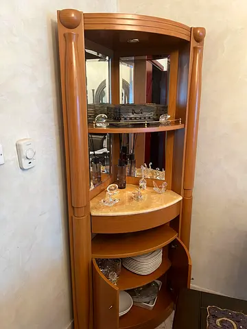 Elegant Wooden Display Cabinet with Mirror